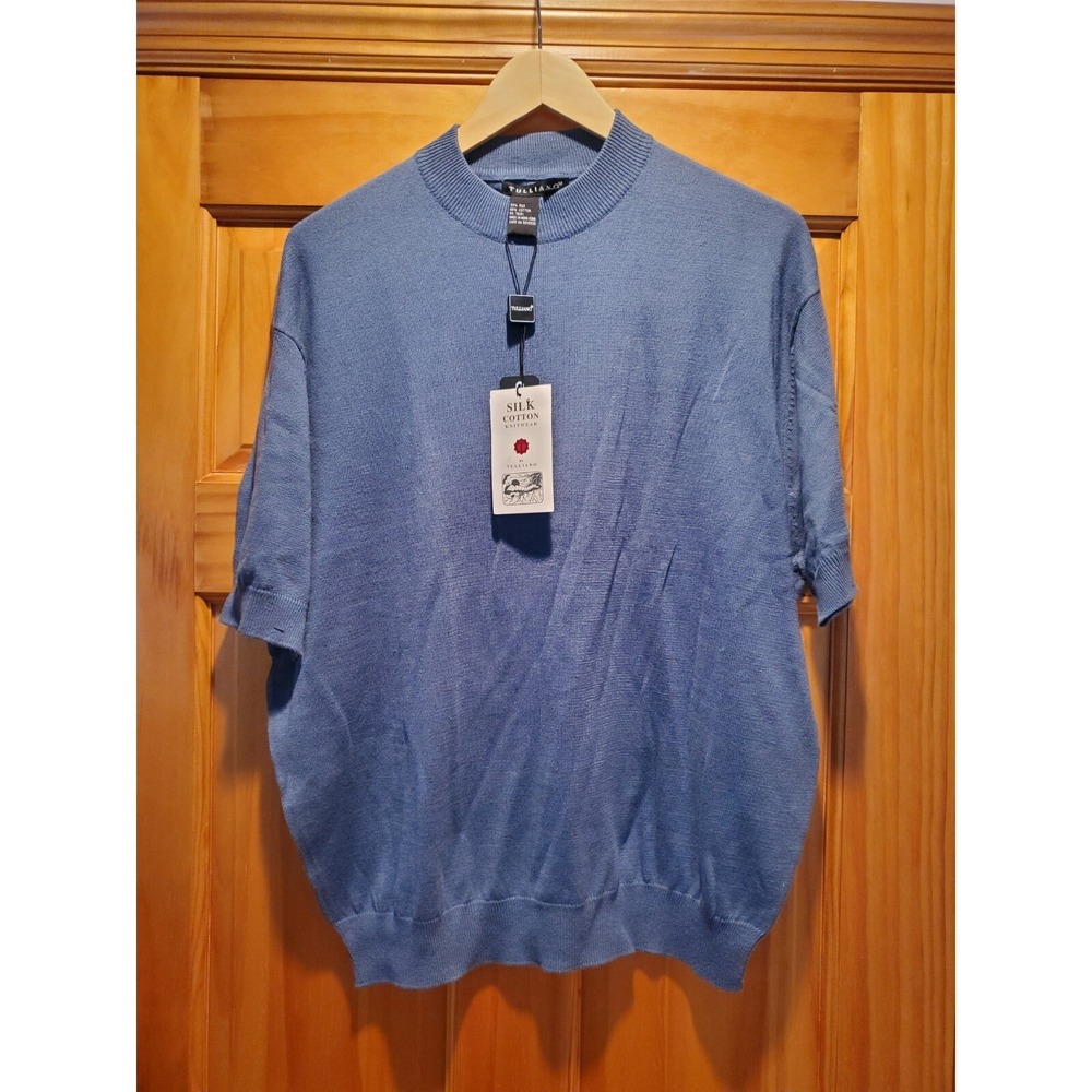 New‎ Tulliano Mens Short Sleeve Sweater Blue Size Large- New With Tags